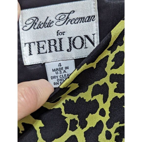Rickie Freeman for Terri Jon Women's Size 4 Black Leopard Silk 2 Piece Dress - Picture 6 of 9